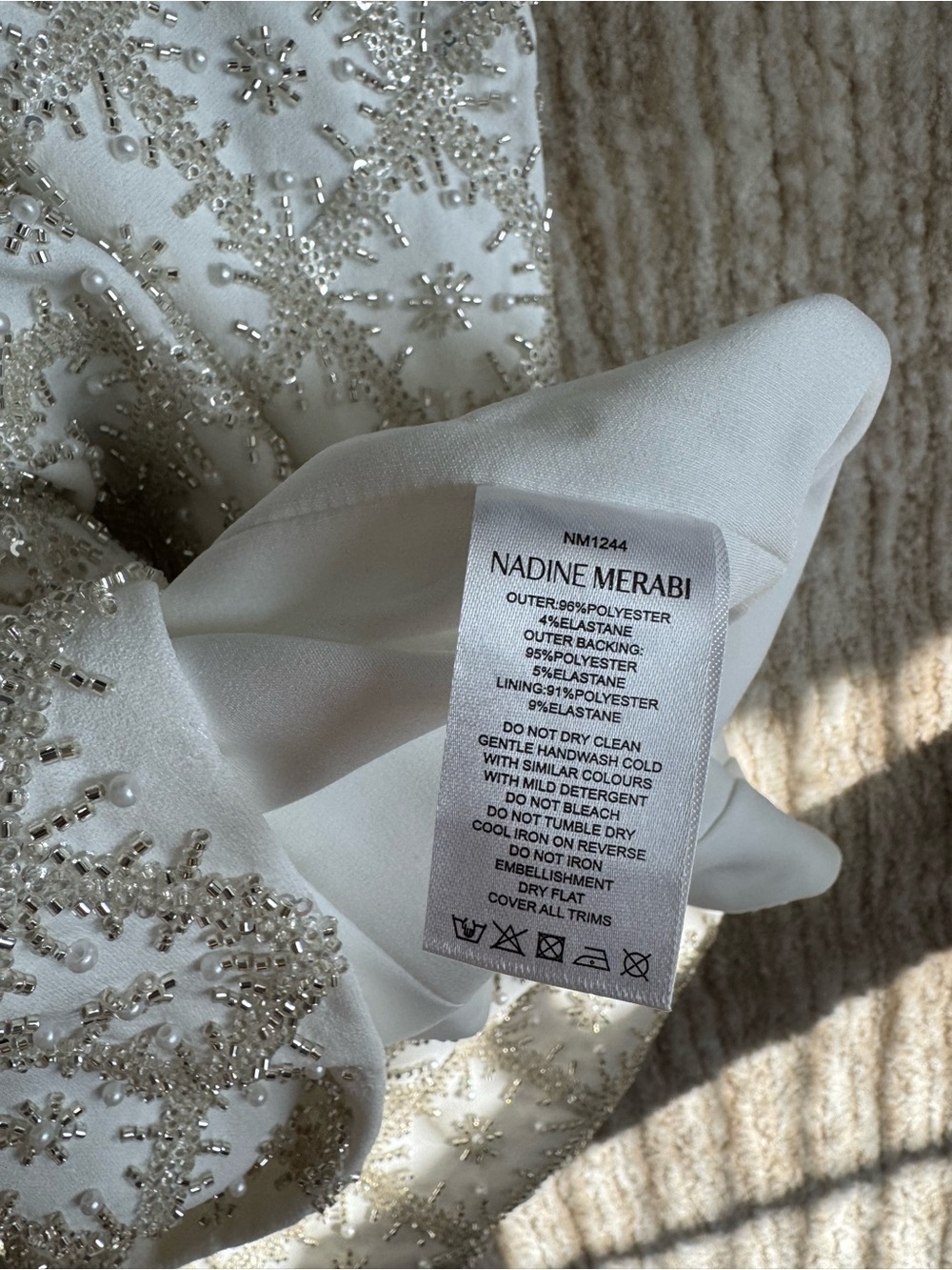 NADINE MERABI White Beaded Embellished Chemise